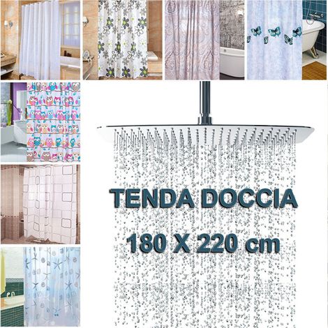 TRADE SHOP - Tenda Per Doccia Varie Fantasie Per Vasca Da Bagno Tendina Con Ganci 180x220 Cm -