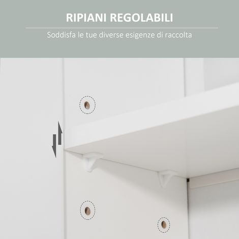 Armoire-miroir de salle de bain 2 portes avec étagère ouverte et vanité de rangement, étagères réglables, matériau bois et verre, 54x15.2x55.3 cm, blanc. (1/5)