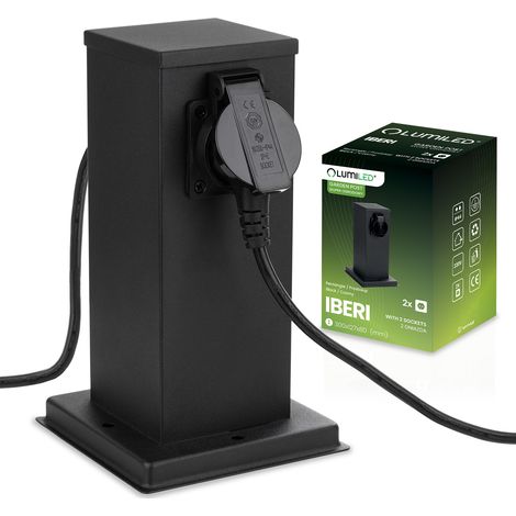 IBERI Gartenpfosten für den Außenbereich, 230 V, 22 cm, mit 2 x LUMILED-Steckdosen