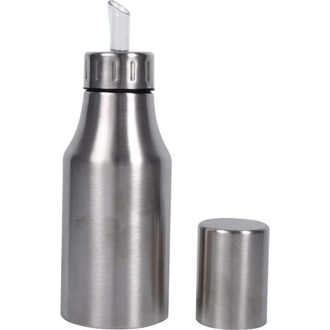Boîteille de Distributeur d'Huile d'Olive - Pot à Huile en Acier Inoxydable 304 - Bidon d'Huile Portable - Distributeur de Sauce Au Vinaigre - Conteneur de Fournitures de Cuisine à Domicil(500ML) GROO (1/5)