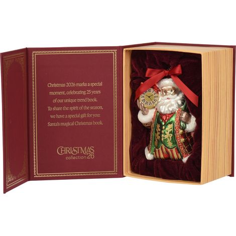 Decorazione Babbo Natale in vetro con box H13 cm