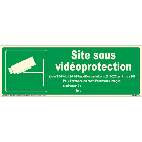 Panneau photoluminescent site sous vidéo protection - Rigide 330x120mm - 4063591