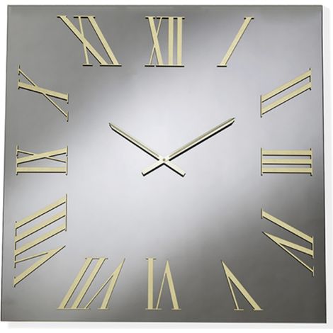 Orologio quadrato in cristallo Fume' e numeri Oro 80x80 cm - ROGER