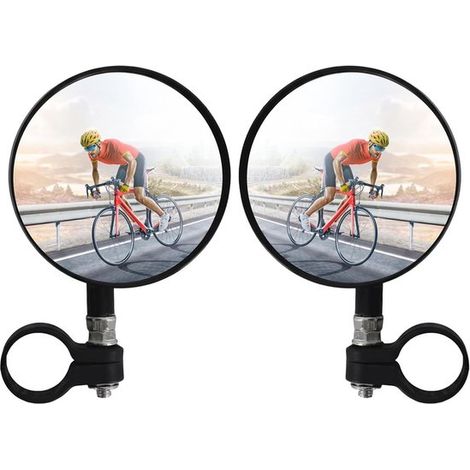 Juego de 2 espejos retrovisores para bicicleta，espejo convexo para bicicleta de montaña y bicicleta urbana de 22-24 mm