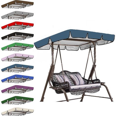 Toit de Rechange pour Balancelle de Jardin 2/3 Places, Bâche Étanche Anti-UV, Toile de Toiture Ombrage Extérieur 14212018cm bleu foncé (1/5)