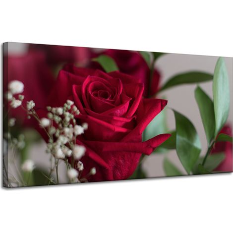 Lienzo impreso Rosas Rojas Botánicas 120x60 cm