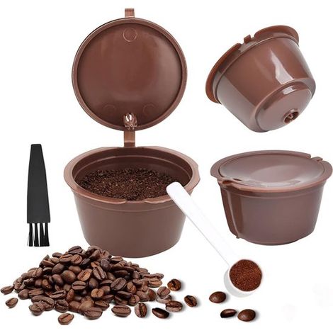 capsule di caffè riutilizzabili, adatte alla macchina Dolce Gusto, capsule di caffè ricaricabili, cialde di caffè con cucchiaino e spazzolino per la pulizia (1/2)