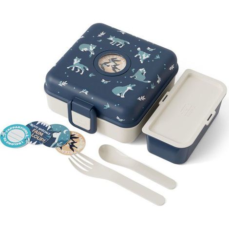 Children's Sandwich Box - MONBENTO - Cutlery included - BPA free - Snacky Wolf (1/5)