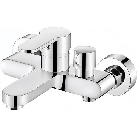 Badewannenarmatur, Badewannenmischer, Badewannenarmatur, einhändige Wand-Duscharmatur, 1/2-Zoll-Duschablauf und Badewannenfüller, Dusch- und Badewannenarmatur mit Chromrahmen (silber).