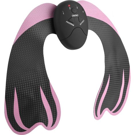 Appareil de Massage Fessier EMS, Stimulateur Musculaire pour Hanches et Fessiers, Électrostimulateur de Remise en Forme, Couleur Noir et Rose, pour Affiner et Raffermir les Fessiers (1/5)