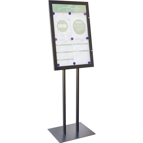 Espositore a Leggio con Piantana 51,4x79 cm in Alluminio Porta Menù Nera (1/5)