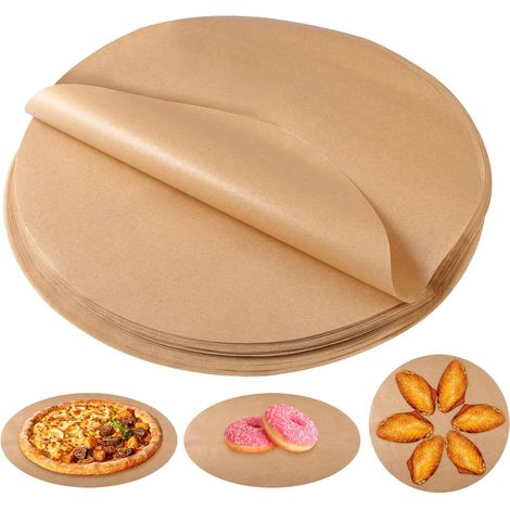 Lot de 100 Papier sulfurisé, Diamètre 30 cm, Anti-adhésif, Résistant chaleur, Friteuse à air, Four, Pizza