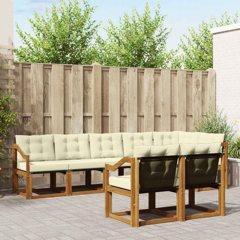 Outdoor-Sofagarnitur mit Kissen 8 pcs Natur und Creme