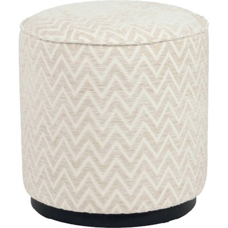 Pouf rond beige à motif chevron - beige chevron (1/2)