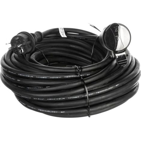 Verlängerungskabel 1-fach Steckdose mit/ohne 20 m /H07RN-F 3x1,5/ schwarz P01720