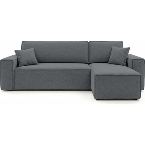 Canapé d'angle FARAH convertible réversible avec rangement en tissu - Gris foncé (1/5)