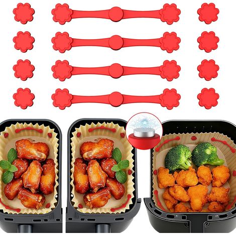 Silikonmagnete für Heißluftfritteusenpapier, 12 Stück. Magnetischer Silikonverschluss für Heißluftfritteusen Silikonmagnete halten Einweg-Backpapier an Ort und Stelle und verhindern Verbrennungen. (1/5)