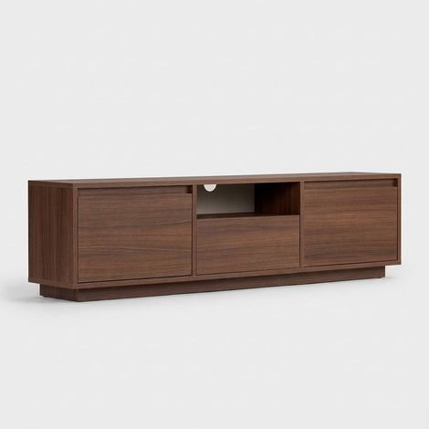 Télévision mobile sur support avec portes et compartiments 160 cm Sentinel - Noyer (1/5)