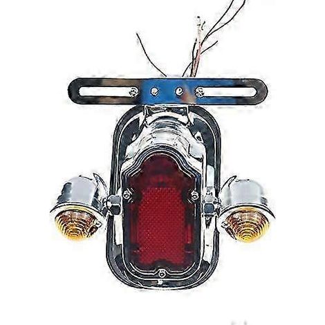 Clignotant arrière chromé en forme de pierre tombale compatible avec Harley Chopper FLSTN FLSTSC Custom (1/2)
