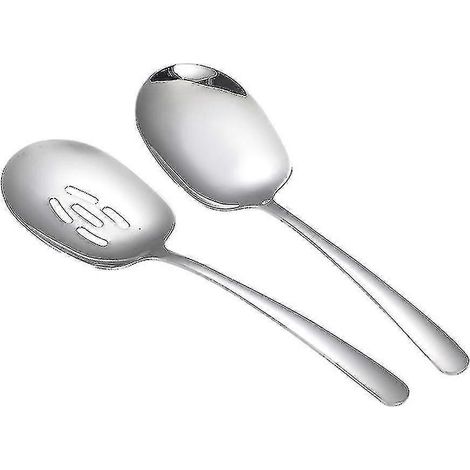 Lot de 2 cuillères de service en acier inoxydable, pratiques pour le libre-service (argenté) (1/5)