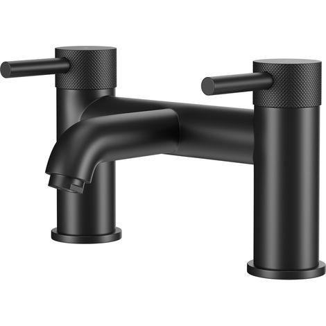 Colore Round Matt Black Bath Filler with Fully Knurled Tap Heads (1/5)