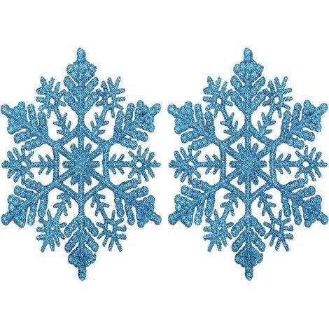 Décorations de Noël en plastique à paillettes scintillantes pour sapin de Noël (10 cm, bleu clair) (1/4)