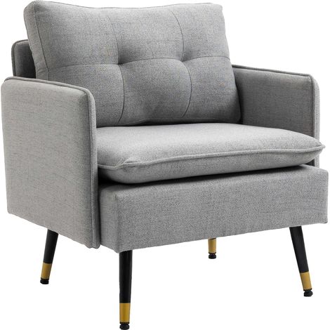 Canapé Individuel Moderne Gris 76x68x80 cm Reposabrazos Acolchado Patas Acero