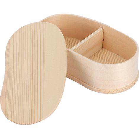 Tragbare japanische Bento-Box aus Holz für Picknicks und zur Aufbewahrung von Lebensmitteln, 17 x 9 cm, Holzfarbe (1/5)