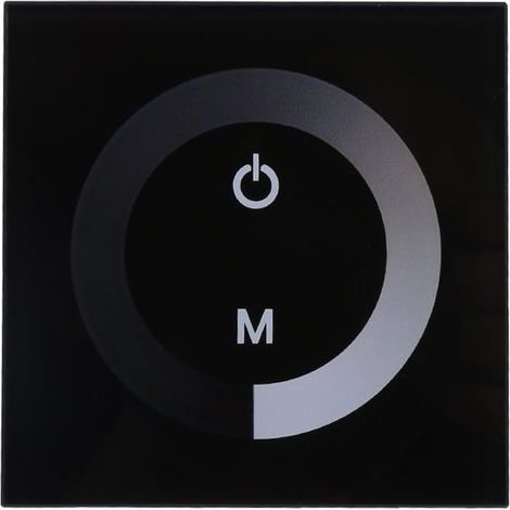 Regulador de luz, panel táctil LED regulable Fydun, interruptor regulador de un solo color, controlador de pared, barra de luz LED con panel táctil, DC 12V-24V, silencioso (negro) (1/4)
