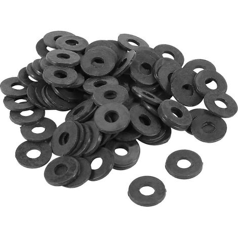 M4 x 10 mm x 1 mm schwarze nylonbeschichtete Unterlegscheiben/Distanzstücke/Befestigungselemente, 100 Stück