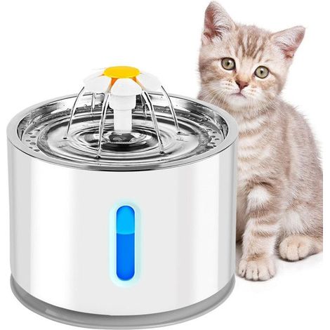 Fontaine à Boire pour Chat 2.4L, Fontaine pour Animaux de Compagnie Super Silencieuse avec Lumières LED, Filtration Multiple (1/5)