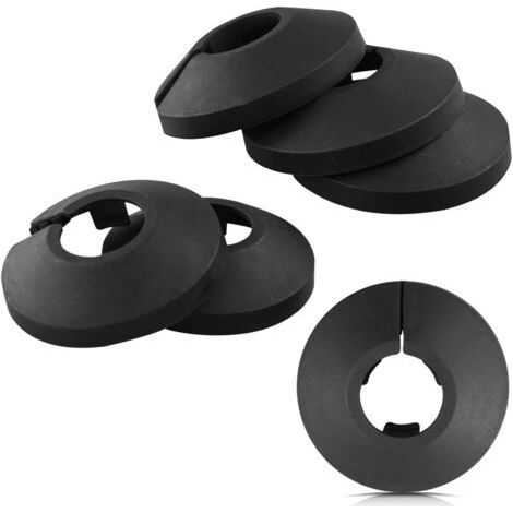 Lot de 6 cache-tuyaux en plastique noir – Plaque de protection légère – Pour tuyaux de radiateur et de chauffage – Installation facile (1/5)