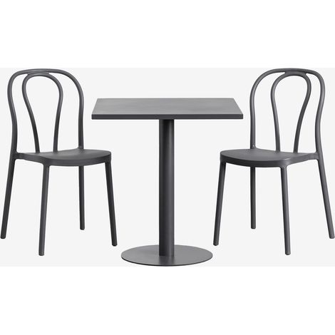 SKLUM Outdoor-Set mit quadratischem Tisch 70 x 70 cm und 2 Stühle Mizzi Grau Graphit (1/5)