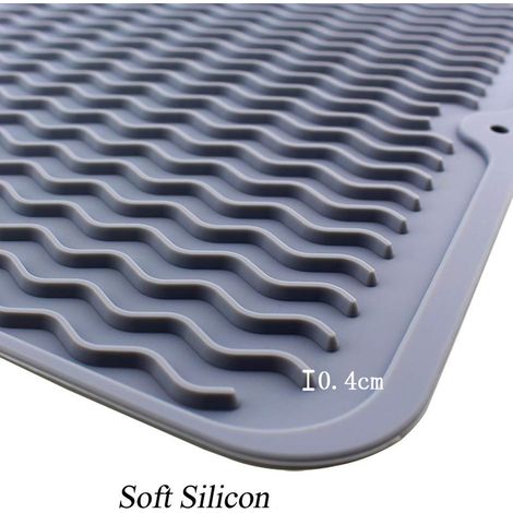 Tapis de séchage vaisselle en silicone, grand drainoir de cuisine, tapis d'égouttage pour évier, grand format absorbant (1/4)
