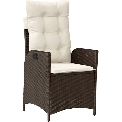 Maison Exclusive - Sedia Reclinabile da Giardino con Cuscini Marrone in Polyrattan