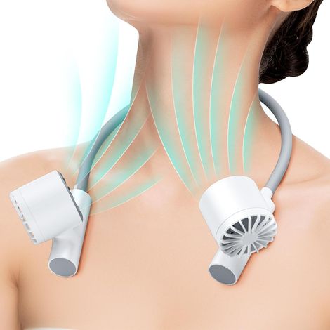 Ventilatore da collo portatile - Ventilatore da collo ricaricabile, 3600 mAh, pieghevole, senza pale, a mani libere, ventilatore personale da collo (bianco) (1/4)