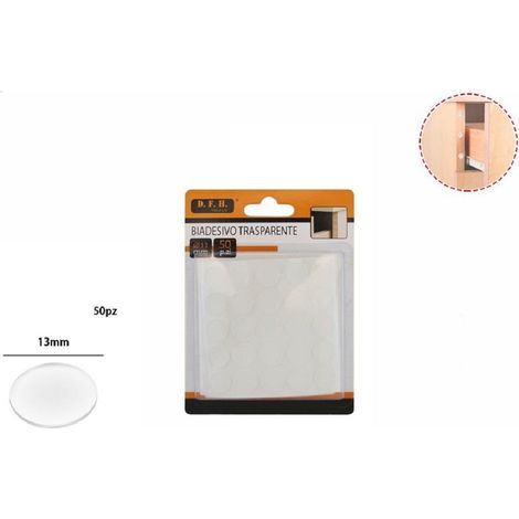 TrAdE Shop Traesio - Set 50 Pezzi Biadesivo Trasparente Gommino Rotondo Protezione Casa Mobili 13 Mm -