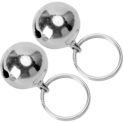 Lot de 2 clochettes en cuivre antirouille, son clair, pour collier de chien ou chat (argenté) (1/5)