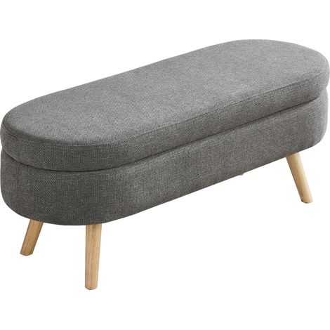 Banco con espacio de almacenamiento 110 cm de chenilla gris (1/5)