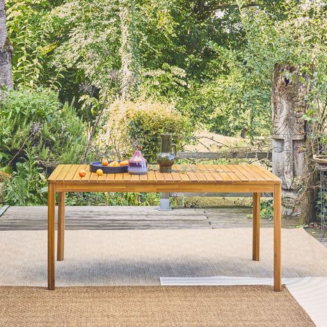 Table de jardin SENORA acacia naturel avec coins arrondis. 8 places. 160 x 90 x 75 cm (1/5)