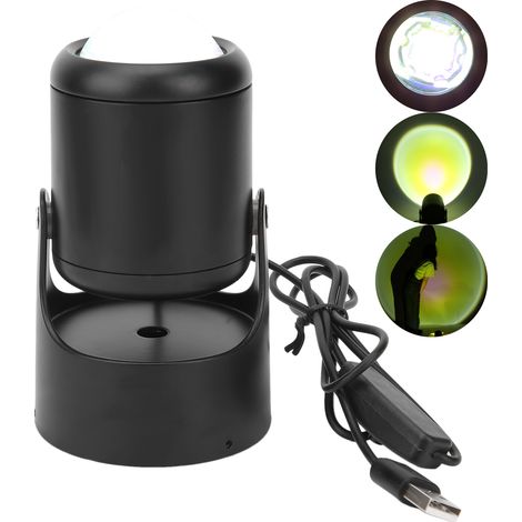 Lampe Projecteur Sunset USB, Veilleuse Projection Décoration pour Chambre Salon, Lumière Ambiance Coucher de Soleil (1/5)
