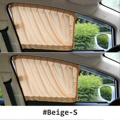 Lot de 2 pare-soleil universels pour vitres latérales de voiture, extensibles, avec rail en plastique et cordon élastique (rouge). (1/5)