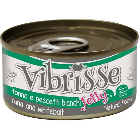 24 lattine 70 g cad.: Vibrisse Cat Jelly tonno con pescetti bianchi 24 lattine da 70 g cad.