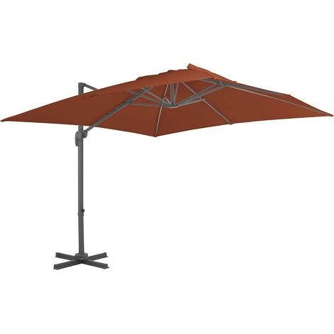 Parasol déporté avec mât - Parasol de Jardin Parasol de balcon en aluminium Terre cuite 400x300 cm BV513696 - BonneVie (1/5)