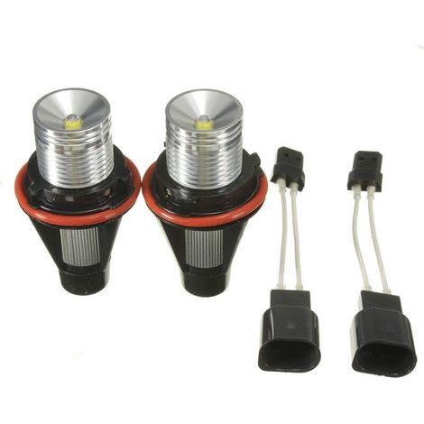 2pcs LED Angel Eyes Halo Bague 10W Ampoule Blanc pour BMW E39 E53 E60 E63 E64 E65 (1/4)