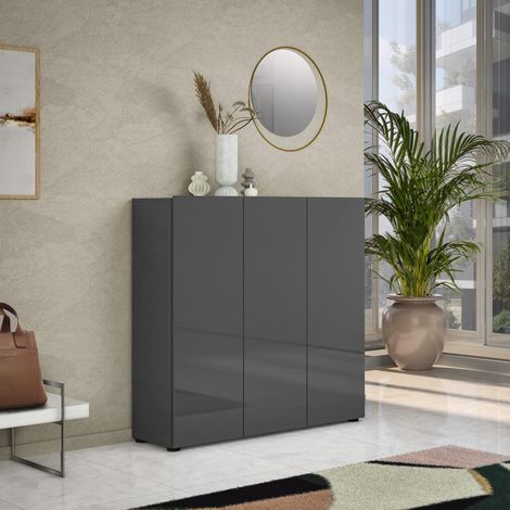 Étagère à chaussures Stamira, meuble 10 étagères, 24 paires Made in Italy, 34x120x115h cm noir anthracite (1/5)