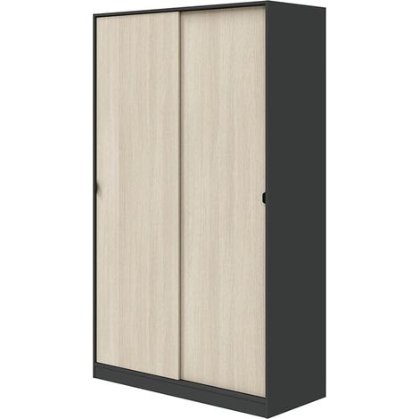 Guardaroba 2 Ante Fiora, Armadio Camera da Letto 4 Ripiani, Appendiabiti, 50x200h cm Grigio Antracite (1/4)