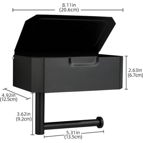 Toilettenpapierhalter aus Edelstahl fürs Badezimmer, Wandmontage ohne Bohren, schwarzer Handtuchhalter fürs WC, Toilettenpapierspender, einfache Montage (1/4)