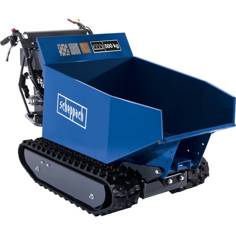 Scheppach Dumper - Benne motorisée thermique sur chenilles DP5000 - Charge maximale de 500kg - 5,5 CV - Moteur 4T de 196cm3 - 3x marche avant / 1x marche arrière - Benne basculante - Brouette (1/5)