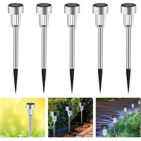 Lampe Solaire Exterieur Balise Solaire de Jardin, Eclairage Blanc Froid, IP44 Etanche (Lot de 5) (1/5)